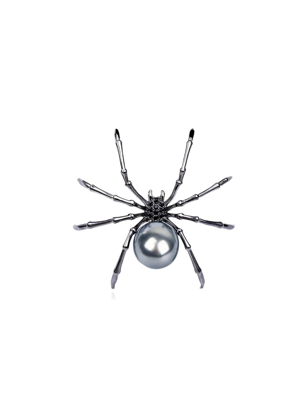 Gunmetal Silver Spider Brooch